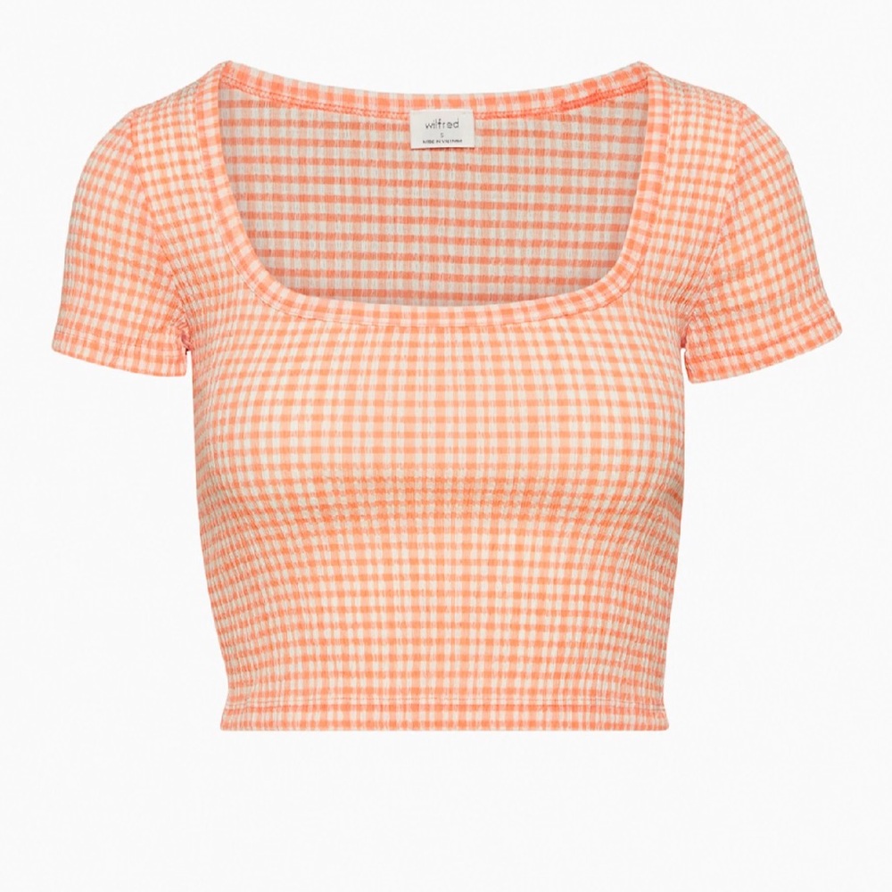Aritzia Wilfred Yacht T-shirt in Orange Gingham